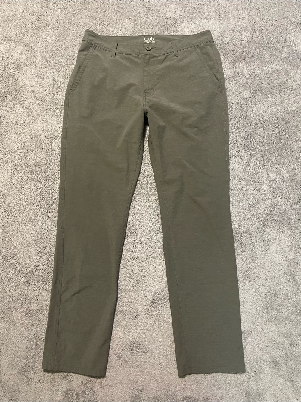 Huk Performance Fishing Pants Men’s 34x32 Green Stretch Outdoor Hiking